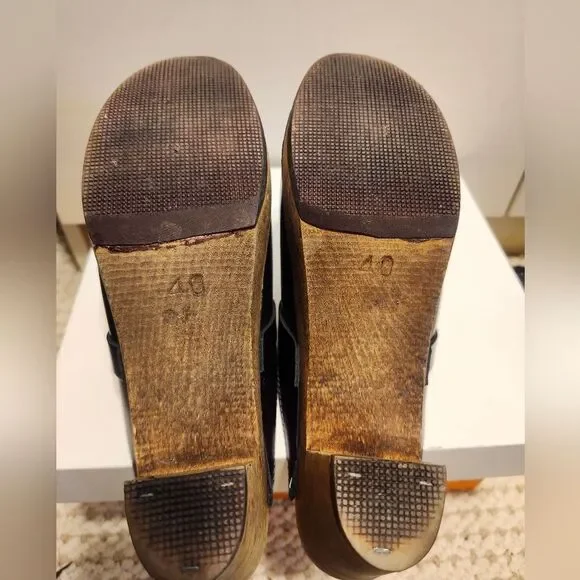 Maguba of Sweden Metallic Purple Leather Wooden Heel Clogs Size 9/40 Ret.$189 - Picture 11 of 12